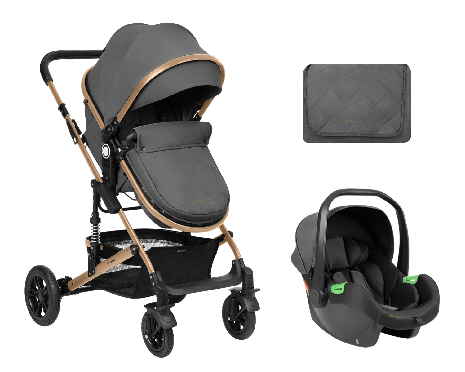 Комбинирана количка 3в1 с трансф. седалка Amaia Dark Grey 2024