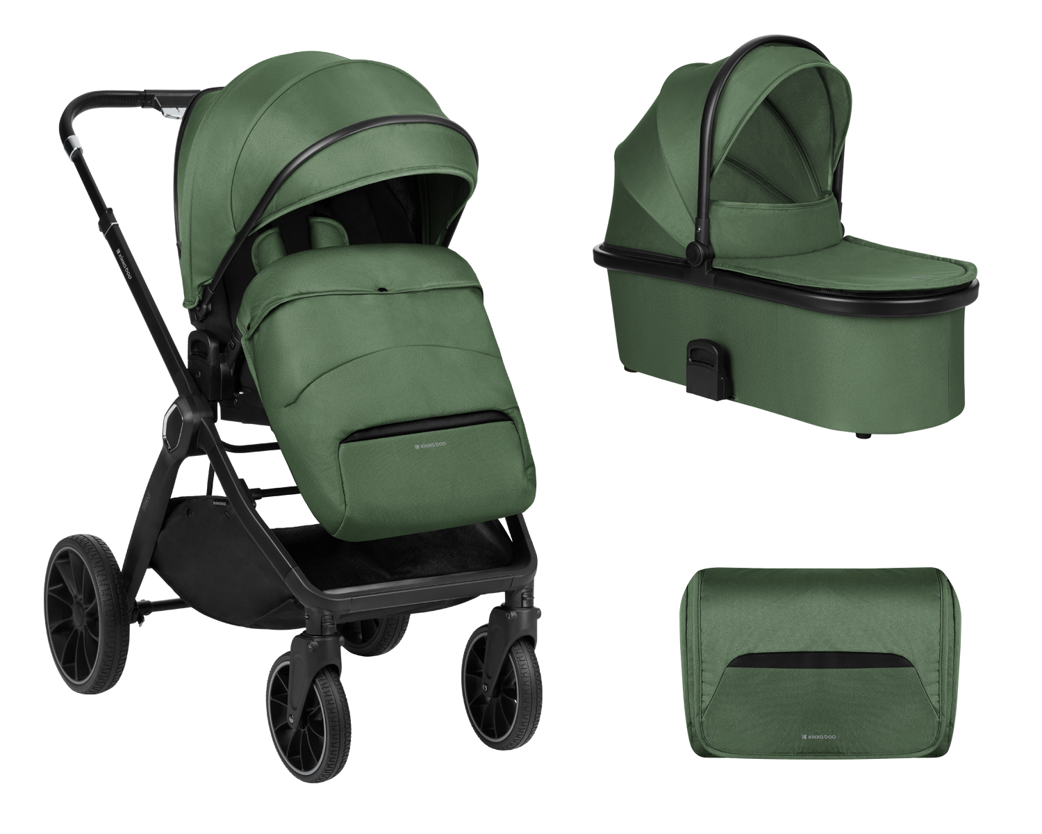 Комбинирана количка 2в1 с кош за новородено Tiffany Army Green 2024