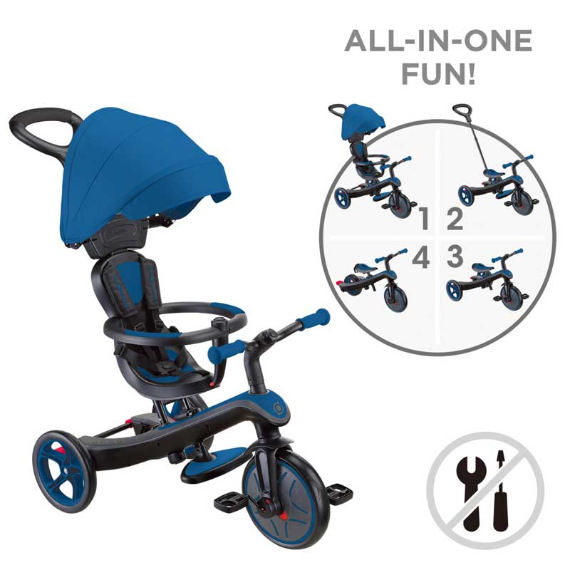Триколка 4 в 1 GLOBBER EXPLORER TRIKE със сенник в кралско син цвят - Image 2