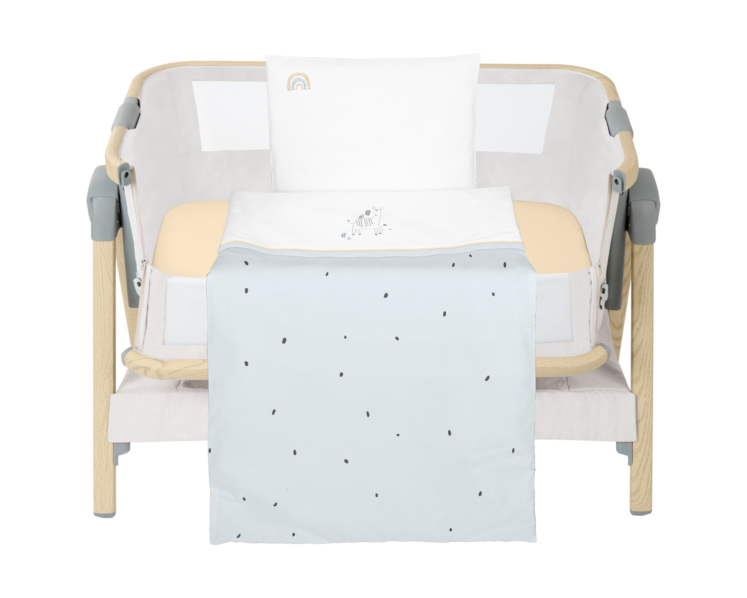 Бебешки спален комплект за мини-кошара 5ч Stripy Friends