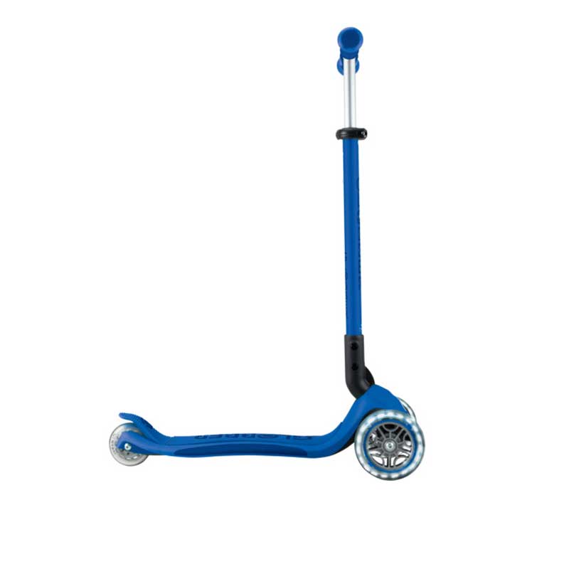 Детска сгъваема тротинетка с родителски контрол Globber Go Up Deluxe Flash Lights, тъмно синя - Image 7