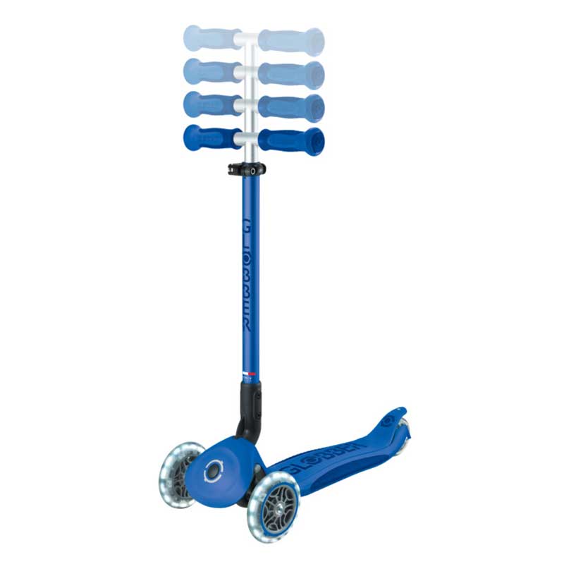 Детска сгъваема тротинетка с родителски контрол Globber Go Up Deluxe Flash Lights, тъмно синя - Image 3