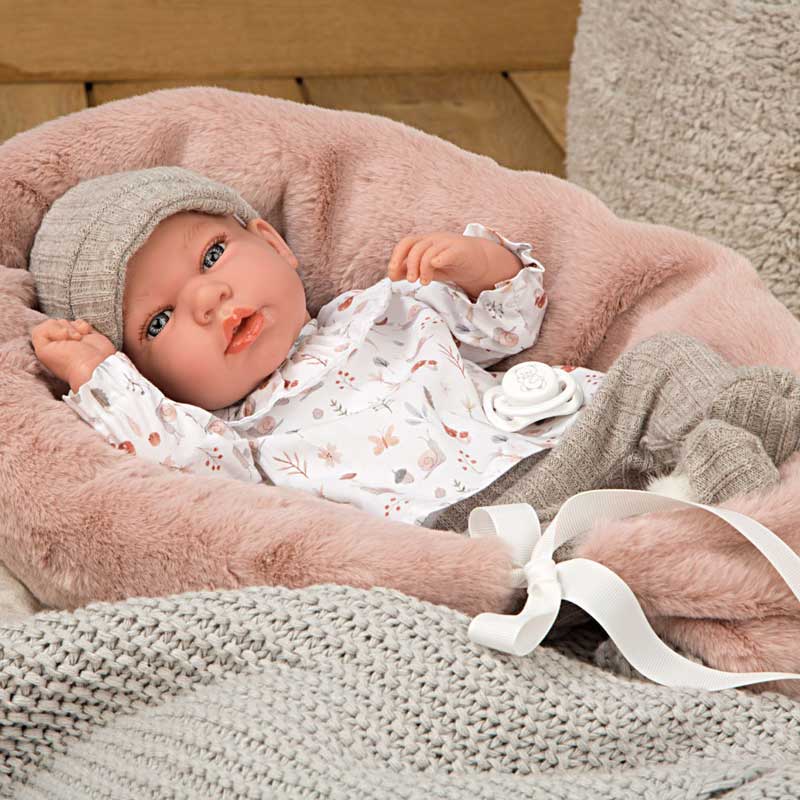 Кукла-бебе Анди в бежов комплект с аксесоари - 40 см