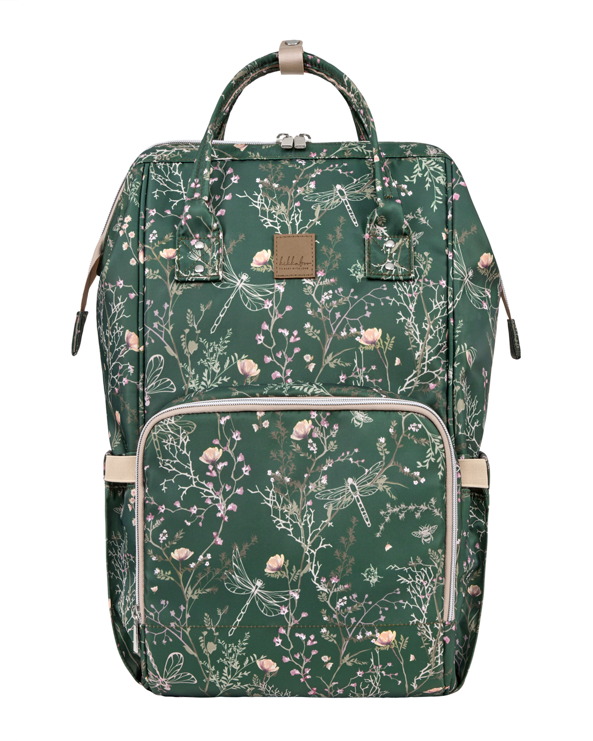  • Луксозна материя и сатенирани детайли;• Включена подложка за повиване; • Закачалки за лесно прикрепяне към дръжката на количката;• Широк отвор на основния джоб с метална рамка за лесен достъп;• Джобове за пелени и аксесоари;• Непромокаем джоб за мокри предмети;• 3 термоизолирани отделения за шише