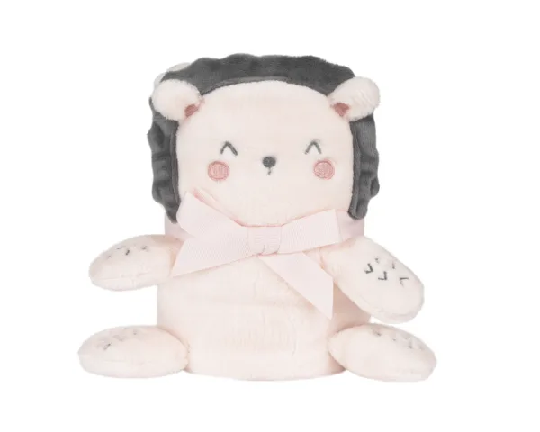  • Меко одеяло със закачлива 3D бродерия-животинче;• Изработено от висококачествен пухкав полар;• Опция играчка в сгънато положение;• Произведено в съответствие с изискванията за безопасност на стандарт EN71;• 100% полиестер;• Луксозна подаръчна кутия;• Размер: 75x100 см. Размери:- Подаръчна кутия: 22x15x13 см / 0.37 кг- Кашон: 56x48x46 см / 10 кг / 24 бр/кашон 