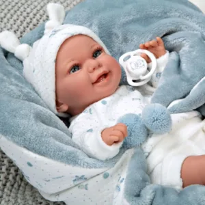 Кукла-бебе Babyto Elegance със синьо одеялце