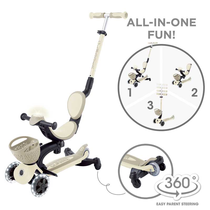 Тротинетка 5 в 1 GLOBBER BABY LEARN 360° FLASH LIGHTS - бежова - Image 2