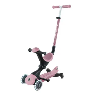 Тротинетка със седалка 5 в 1 GLOBBER GO UP DELUXE LIGHTS ECOLOGIC 360° - розова