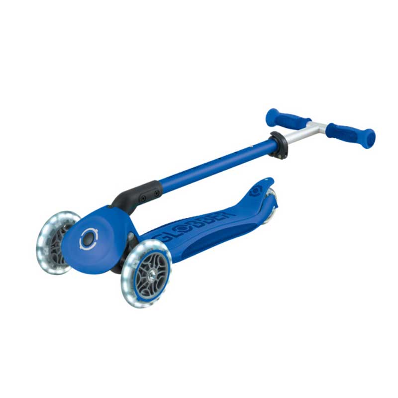 Детска сгъваема тротинетка с родителски контрол Globber Go Up Deluxe Flash Lights, тъмно синя - Image 14