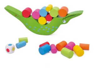 Дървена играчка за баланс Крокодилче