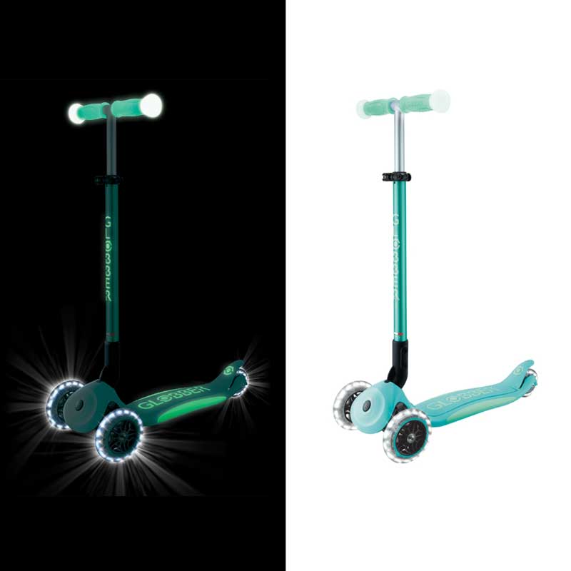 Сгъваема тротинетка със светещи дръжки ELITE GLOW LIGHTS, ментова - Image 9