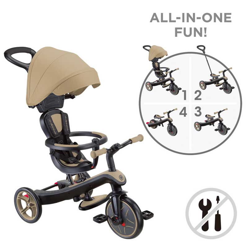 Триколка 4 в 1 GLOBBER EXPLORER TRIKE със сенник в бежов цвят - Image 11