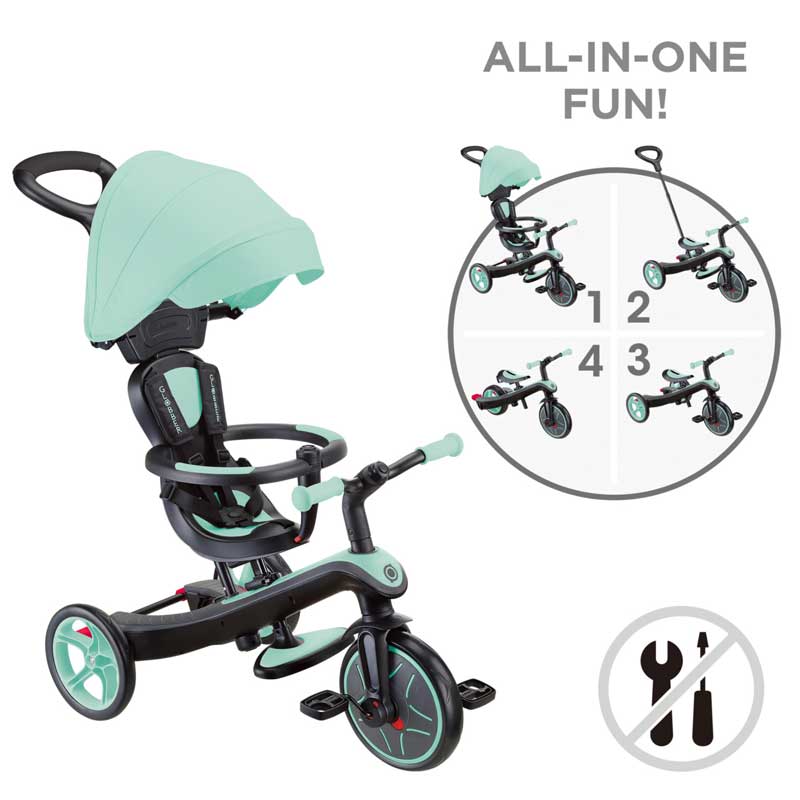 Триколка 4 в 1 GLOBBER EXPLORER TRIKE със сенник - ментово зелена - Image 16