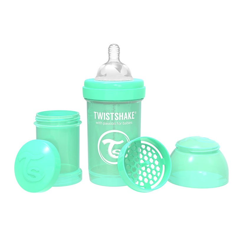 Шише против колики за бебета Twistshake 180 мл зелено